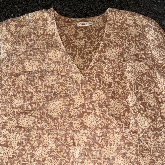 Faherty Ashley Linen Dress In Bronze Riviera Floral - Picture 4 of 9